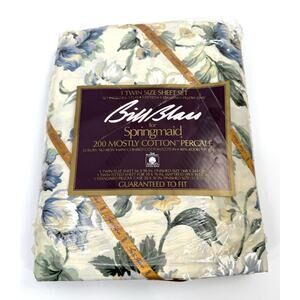 Vintage NEW Bill Blass for Springmaid Twin Sheet Set Percale Floral Bedding